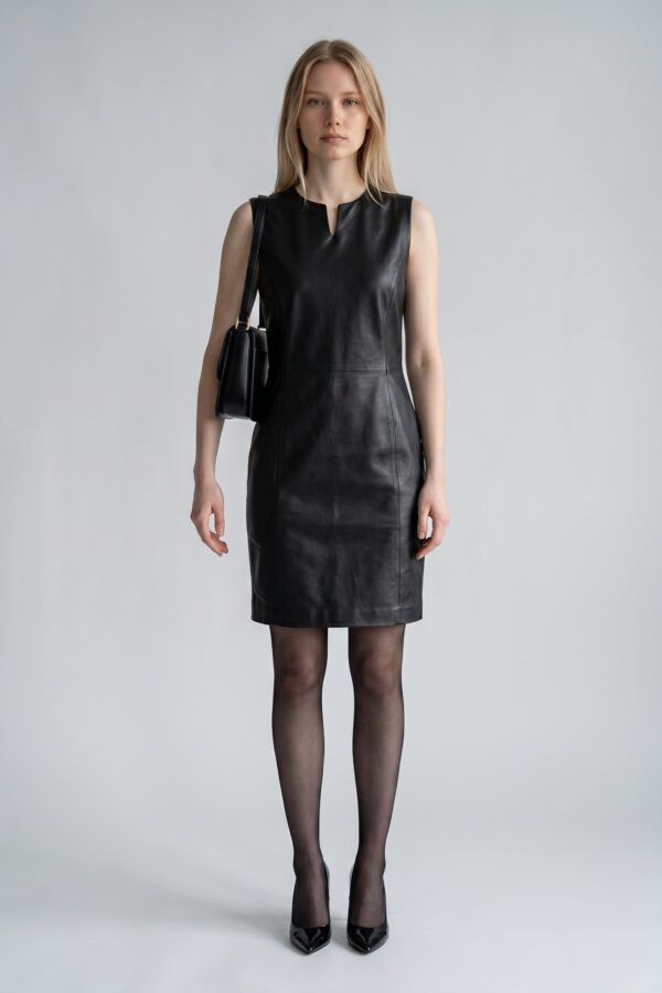 Vestido negro de cuero Midi