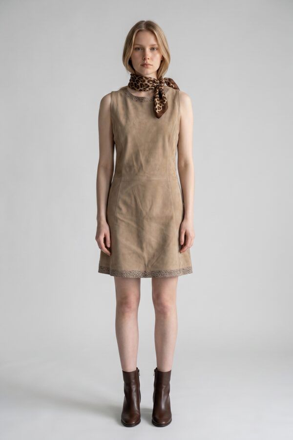 Vestido ante con detalle animal print