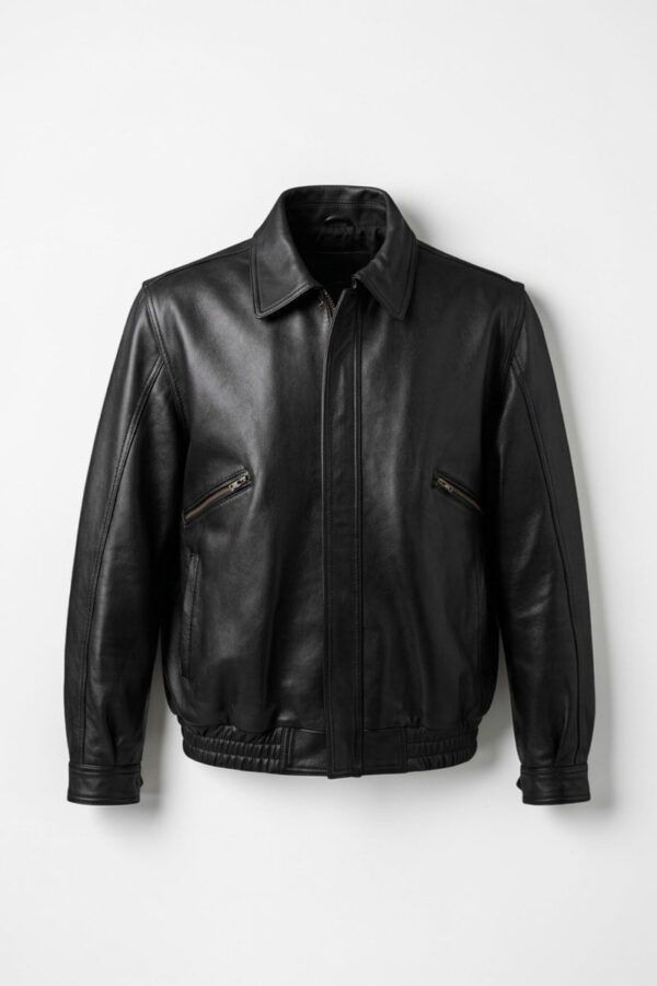 Bomber de cuero negra