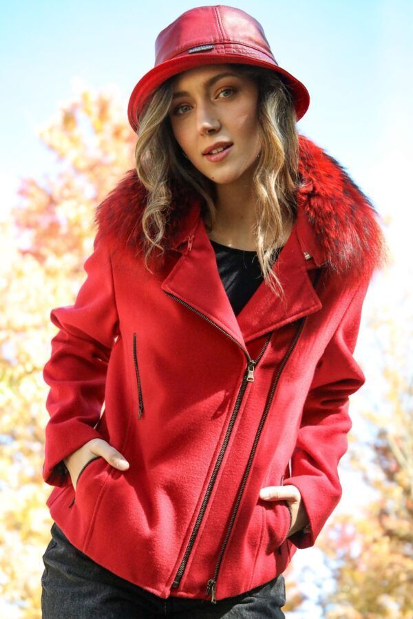 Cazadora biker de lana
