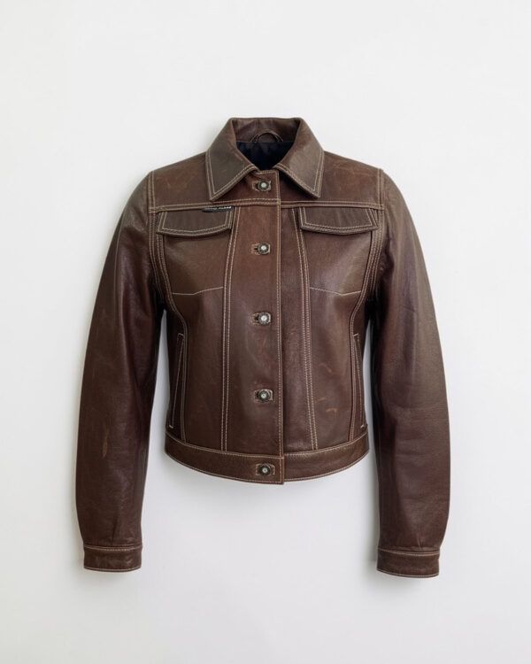 Cazadora de piel marrón