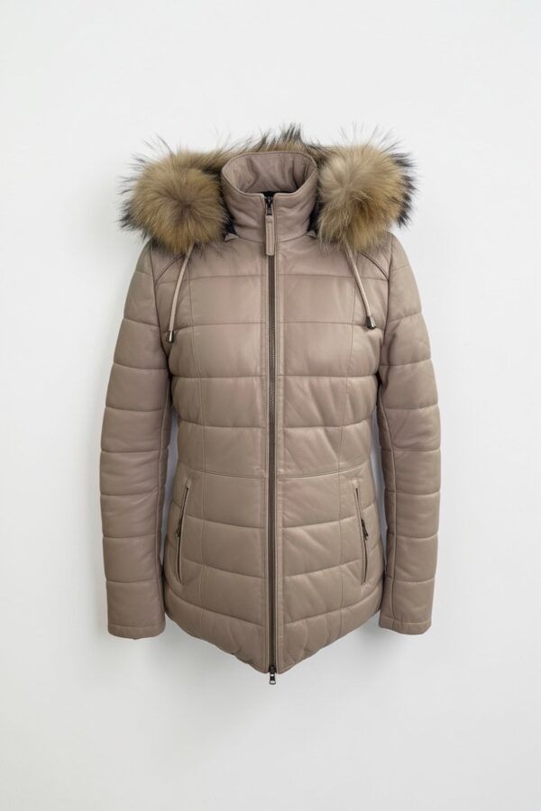 Chaqueta acolchada de piel