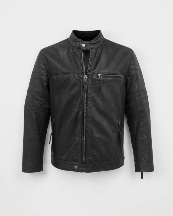 Chaqueta biker de cuero negra