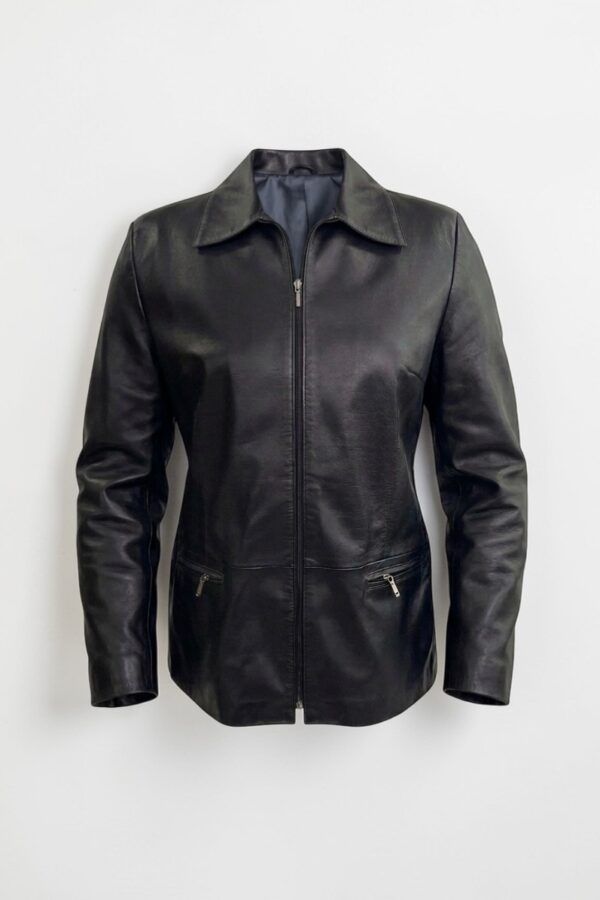 Chaqueta recta de piel