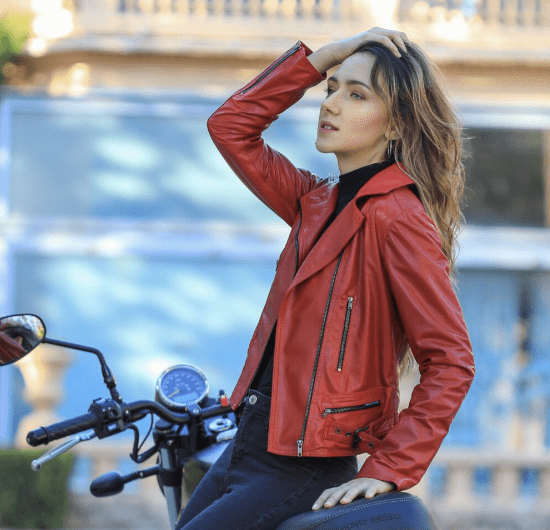 chaqueta piel fucsia