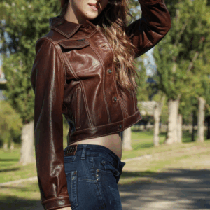 chaqueta denim de cuero