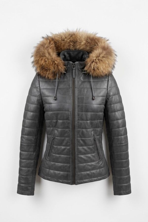 Chaqueta acolchada de piel