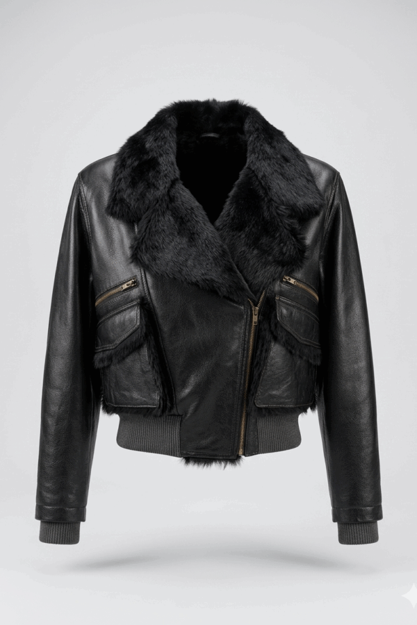 Cazadora de piel corta