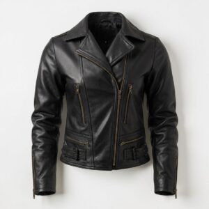 Chaqueta biker de piel clásica BLACK, foto 1