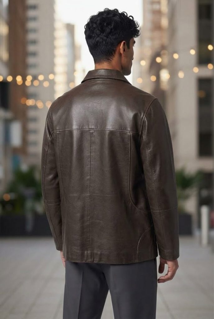 Chaqueta corte recto piel TEXAS, vista de espalda