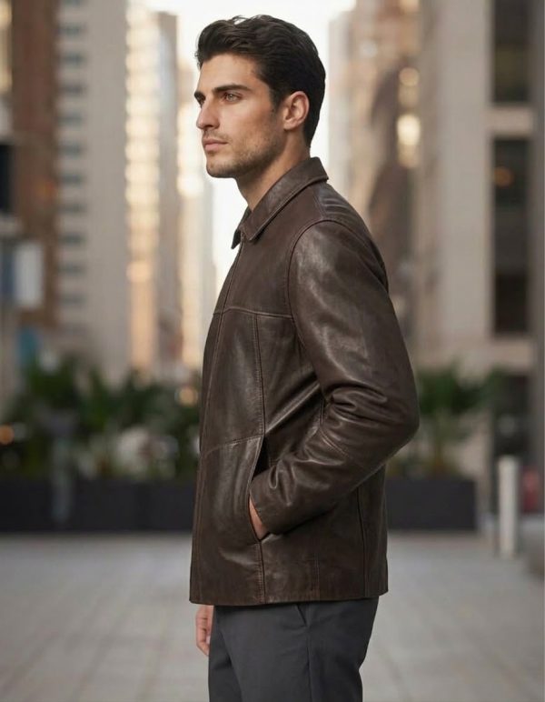 Chaqueta corte recto piel