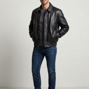 Bomber de cuero negra